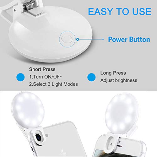Sansent Mini Ring Light, Upgraded Small Clip On Ring Light, Portable Led Light For Phone, 4 Color Lighting Modes And Adjustable Brightness Selfie Light, Tool For Tiktok Stuff, Photos (White) #TOP5