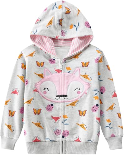 DDSOL Toddler Girl Zip Up Hoodie Dinosaur Jacket Hooded Heart Sweatshirt Fall Winter Kid Long Sleeve Shirt Pullover Top