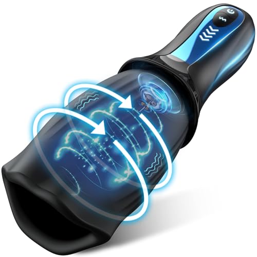 Sex Toys for Men Male Masturbator - Automatic Male Masturbators Adult Toys with 5 Vibrating & 5 Rotating Modes, Men's Pocket Pussy Stroker Adult Toy, Adult Male Sex Toys for Men (Black)