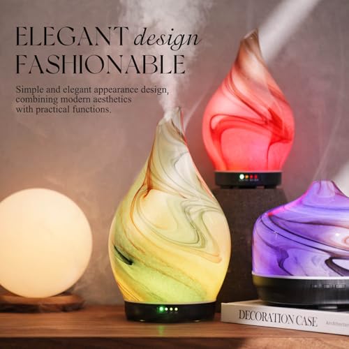 Porseme 280ml Essential Oil Diffuser Glass Color Changing Aroma Air Diffusers Aromatherapy Ultrasonic Cool Mist Humidifier 7 Running Hours Waterless Auto-Off for Sleeping, Yoga, Spa (Jupiter) by Porseme - Image 4