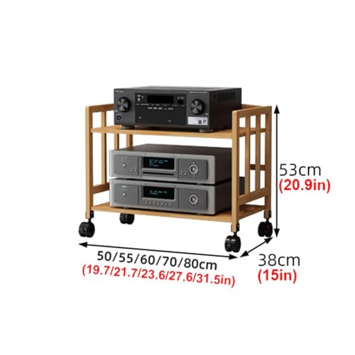 Gabinete de almacenamiento móvil de bambú para audio y torre de CD regulable 2