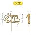 Belrew 2PCS Happy 1st Birthday Cake Topper, Happy Birthday Cake Topper with Number 1 Cake Topper, Happy First Birthday Party Decorations, Glittery Gold