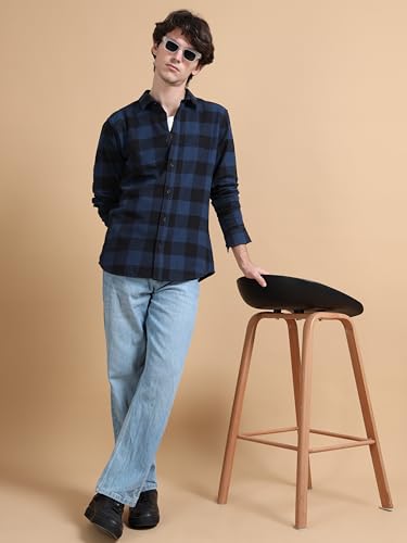 Image of StitchX Men's Slim Fit Brushed Cotton Buffalo Checkered Shirt