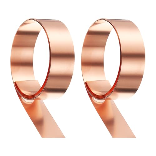 QUARKZMAN 2 Stück Kupferblechrolle 0,1 mm dickes Kupferblech 99,95% reines Kupferband wasserdichte Metallfolieplatte für den Bau von Elektronik-DIY (0,8 Breite x 3,28 ft)