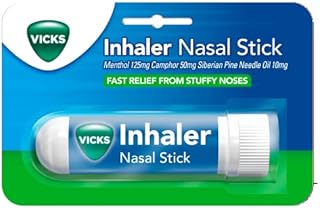 Vicks Inhaler For Cold And Cough, Fast Relief From A Stuffy Nose, Decongestant For Blocked Nose, With Menthol, Camphor & Pine Needle Oil, For Adults & Children Over 6 Years