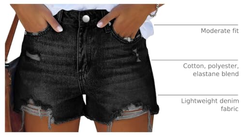Image of onlypuff Womens Jean Short Cut Off Denim Shorts High Waist Ripped Distressed Stretchy
