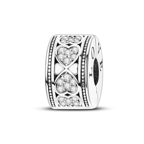 Hapour Clip Espaciador Charm para Pulsera Clip Lock Stopper Bead Spacer DIY Fit Pulsera Europea de Serpiente Openable 925 Sterling Silver Beads Joyería Regalo para Mujeres Niñas