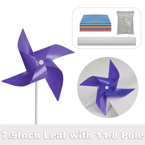 Tsocent 50 Pcs Pinwheels, Wind Spinners and Party Favors Gifts for Kids, Outdoor Decorational Pinwheels for Yard and Garden (Dark Purple) by Tsocent - Image 3