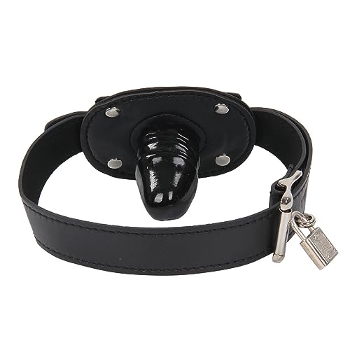 Vielretude Dildo Mundgag Penisknebel Bondage Silikon Mund Knebel Fesseln Abschliessbare Knebel Stecker Fetisch SM (Schwarz, Kurz)