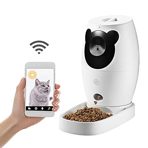 Pet Camera Treat Dispenser,Cat Camera with Phone App to Take Photos and Videos, 500ml Dry Food Pet 2.4G WiFi Feeder with Laser Pointer for Small Cats and Dogs
