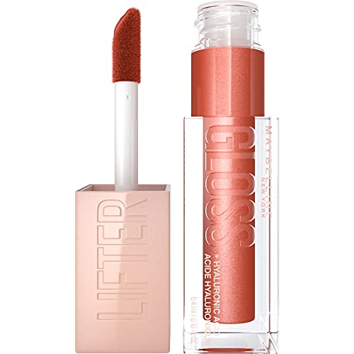 Maybelline Lifter Gloss, Hydrating Lip Gloss with Hyaluronic Acid, High Shine for Fuller Looking Lips, XL Wand, Sand, Rose Neutral, 0.18 Ounce