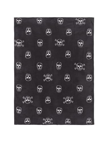 Barefoot Dreams CozyChic Skull Throw, Throw Blanket, Soft Blanket, Carbon/Almond, 54” x 72”