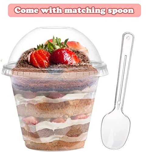 Loivmenmo 100 Pack 7Oz Mini Dessert Cups With Lid And Spoons Round Clear Parfait Cups Small Reusable Serving Bowl For Chocolate Desserts Appetizers Dessert Samplers Dessert Shot Glasses #TOP3