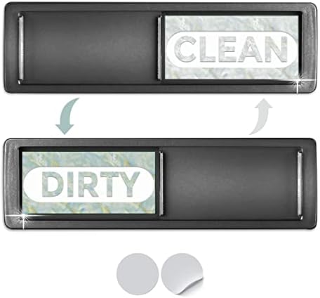 Clean Dirty Magnet for Dishwasher, Best Clean Looking Clean Dirty Sign Magnetic Indicator for Dishwasher Easy to Read and Strong Slide for Changing Signs, (Marble/Black)