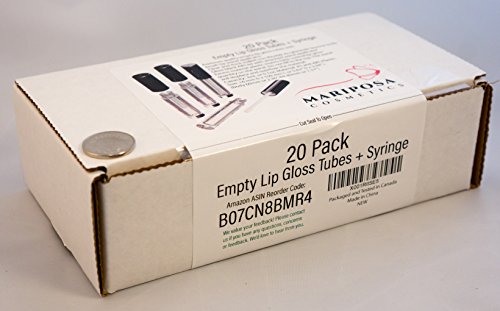 20 Pack of 3ml Empty Lip Gloss Containers | Clear Body & Black Lid | Brush Tip Applicator Wand for DIY Cosmetics Reusable and Refillable | Filling Tool Included