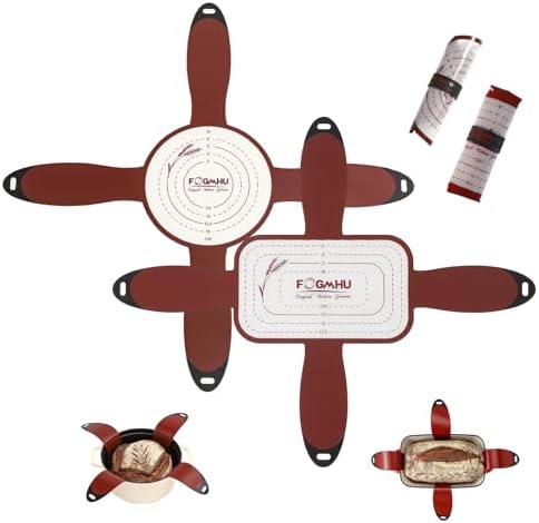 4-Handle Silicone Bread Sling Set – Round & Oval Reusable Baking Mats for Dutch Oven, Non-Stick Heat-Resistant Liners for Sourdough Bread, Parchment Paper Alternative