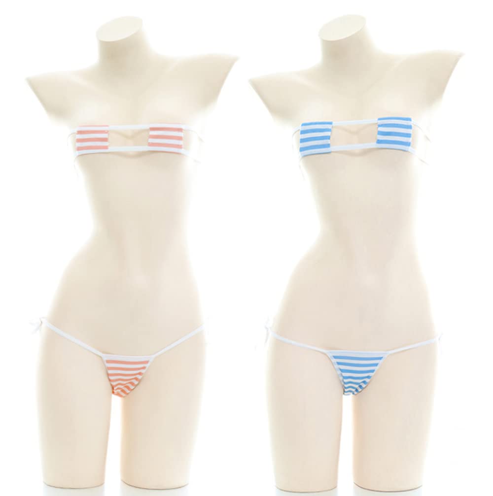 SINGUYUN Womens Sexy Micro bikini Suit Anime Bikini Cosplay Lingerie Kawaii Bra and Panty Set Cute: One Size 325blue