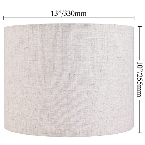 image for GO&SO Natural Linen Medium Drum Lamp Shades 13