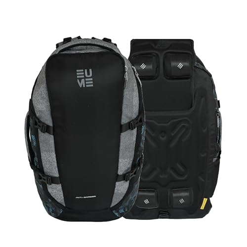 EUME Move - 40L Premium Travel Backpack for Men, Black | Massager Rucksacks & Hiking Bags | Travel Bag, Trekking Backpacks with Detachable Rain Cover | Cloths, Toiletry Pouch & Shoe Compartment