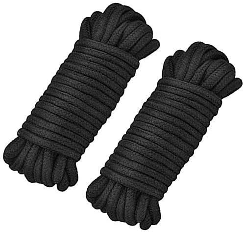 Lefute 2PCS Soft Rope Cord, Soft Cotton Rope Multi Purpose 10 M/33 Feet 8 MM Cotton Rope Craft Rope Thick Cotton Cord (Black)