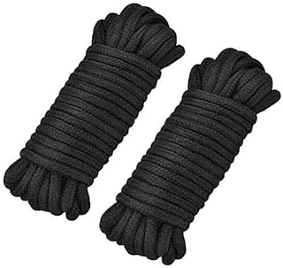 Lefute 2PCS Soft Rope Cord, Soft Cotton Rope Multi Purpose 10 M/33 Feet 8 MM Cotton Rope Craft Rope Thick Cotton Cord (Black)
