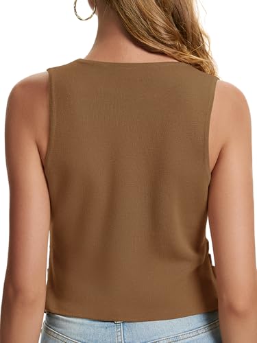 Image of Sweater Vest Women Dressy Button Up Knit Sleeveless Tank Tops Work Business Casual Outfits Summer