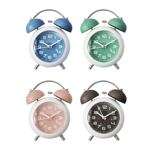 CashMuch Reloj despertador de doble campana, accesorios de retroiluminación, funciona con pilas, repuesto de metal clásico para dormitorio