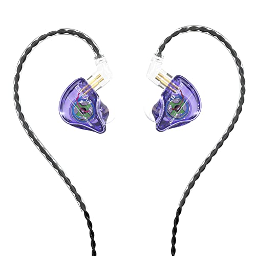 Image of Yinyoo KBEAR Storm in-Ear Headphones, 1DD Wired Earphones Wired Earbuds IEM with Crystal Clear Sound, 3.5mm Plug in Ear Monitor Headphones for Musician Singer Music (Clear-Purple, No mic)