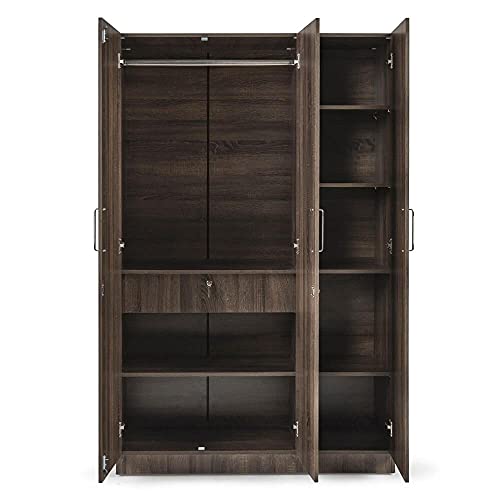 Image of Wakefit Wardrobe | 1 Year Warranty | Engineered Wood Almirah, Cupboard for Clothes Storage | 3 Door, 1 Drawer, 1 Hanging Space | Gingham - Napa Oak