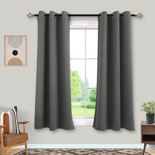 Mrs.Naturall 54 Inch Long Black Out Short Curtains for Windows,Thermal Blackout Curtains for Bedroom 54 in Length 2 Panels