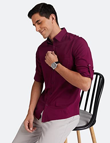 Image of Amazon Brand - Symbol Men's Cotton Shirt | Casual | Plain | Full Sleeve | Summer - Regular Fit (Available in Plus Sizes)