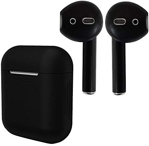 APSkins Silicone Charging Case, Eartips Bundle Compatible with AirPods (Matte Black Full)