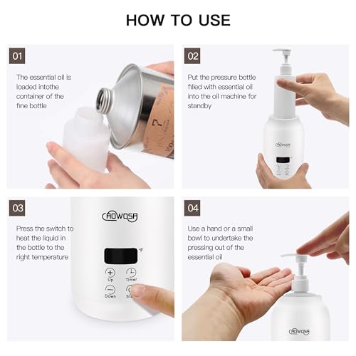 Massage Oil Warmer Bottle Professional Electric Lotion Digital Heater for SPA, Automatic Oil Warmer Heated Oil Lotion Cream for Salon, Barber Shops, Home, with Two Oil Bottle Dispenser (White) - Thumbnail 7