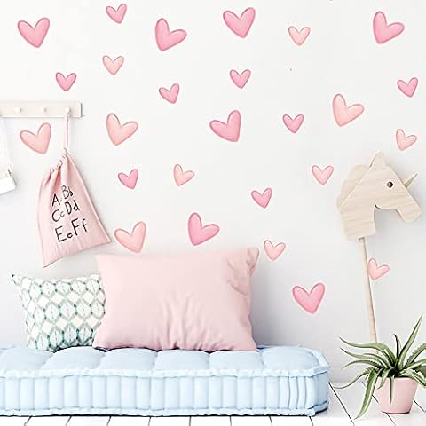80pcs Pink Heart Wall Stickers for Kids Cover