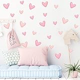 80pcs Pink Heart Shape Wall Stickers for Bedroom Living Room...