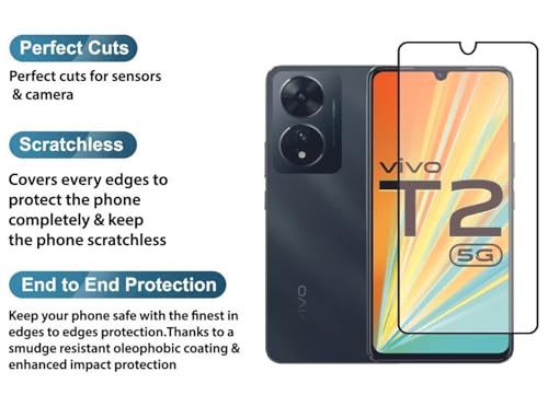 Image of 100FIT Tempered Glass Screen Protector Compatible For Vivo T2 5G With Edge To Edge Coverage And Easy Installation Kit