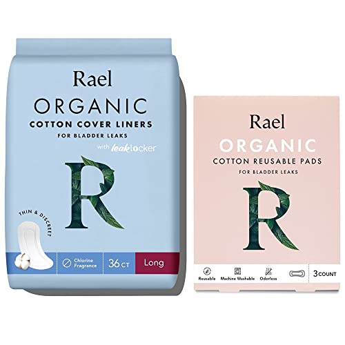 Rael Incontinence Bundle Pack - Long Liners (36 Count), Reusable Cloth Bladder Pads (Medium, 3 Count), Bladder Control, Postpartum #TOP15