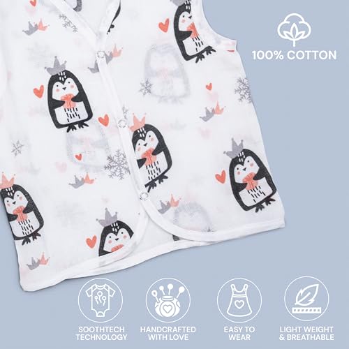 Image of BAYBEE 100% Muslin Cotton New Born Baby Clothes for Kids | Sleeveless Summer Wear with Soft & Breathable | Shirt and Shorts Set | Jablas for Baby Girl Boy Dress
