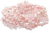 LTC Designs Set of 7 Dyed Pink Cultured Freshwater Baroque (5.5-6mm) Pearl and Rose/Crystal Quartz S
