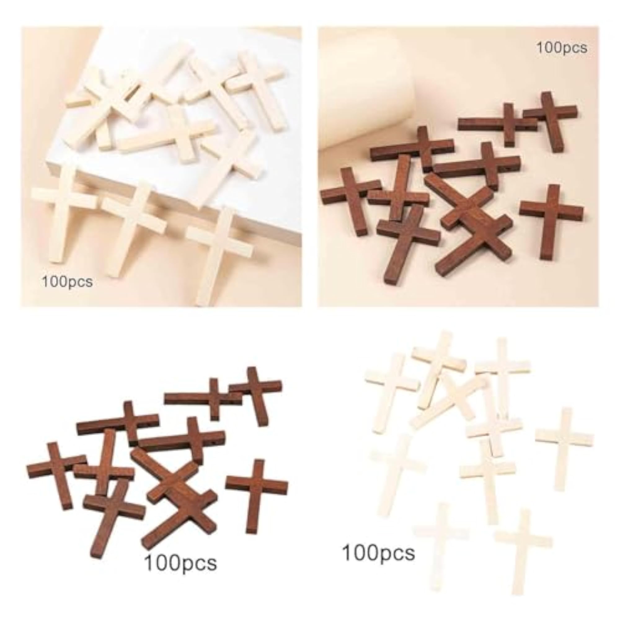 100Pcs Wooden Cross Charms for DIY Crafts