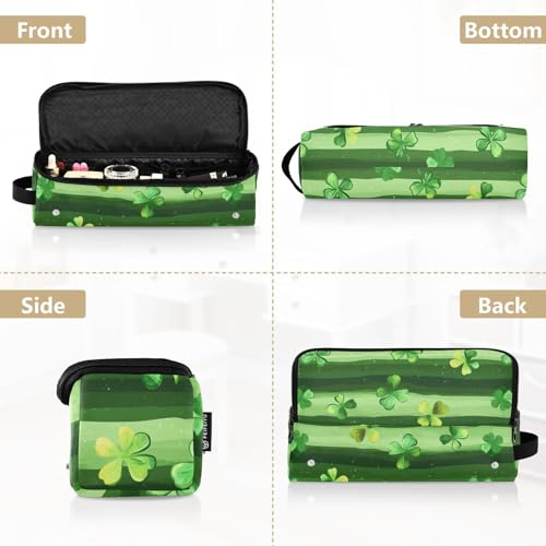 Bolsa de viaje para herramientas de cabello con tapete para plancha y organizador removible para accesorios de peinado y cuidado del cabello, con patrón de trébol a rayas miniatura 5