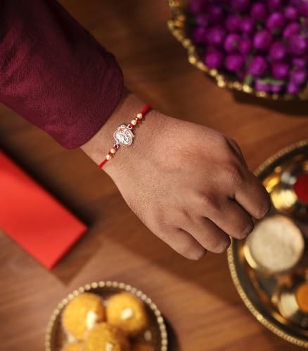 Image of Gargi by P.N. Gadgil and Sons 925 Silver | Om Rakhi | Gifts for Men and Boys | Rakshabandhan Rakhi for Brother | Rakhi for Boys & Men With Certificate of Authenticity