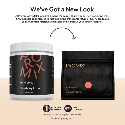 Promix Pre-Workout Powder, Strawberry Lemon - Maximize Focus & Performance - Helps Muscle Gain, Endurance & Enhanced Energy - Vitamin B12, Caffeine, Beta-Alanine & L-Tyrsosine - Gluten & Dairy-Free #TOP1
