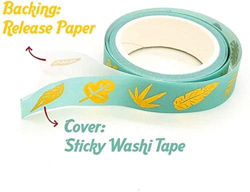YUBX Gold Washi Tape Set VSCO Foil Decorative Tape for DIY Crafts, Bullet Journals, Planners, Scrapbooking, Wrapping (Geometric Design)