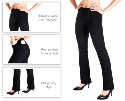 Yogipace,Belt Loops,Women's Straight Leg Yoga Dress Pant Work Pants Commute Office Slacks,33",Black,Size L by Yogipace - Used condition - US$33.80
