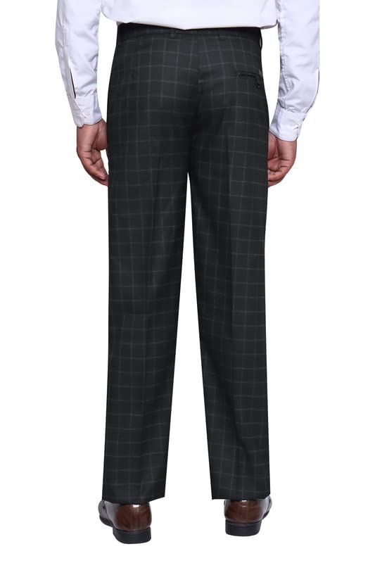 Image of Particle Checks Formal Trousers Regular Fit Pants for Men, Waist Sizes 32-44