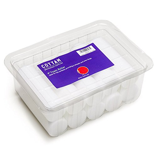 COTTAM PPR00029 Rollo de espuma de 4 pulgadas, capa base, brillo, cáscara, pintura y barniz, Blanco, Set de 10 Piezas