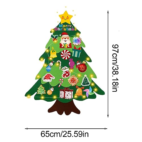 Árvore de Natal de Feltro para Parede Infantil com Luzes - Árvore de Natal de parede de 3 pés com en