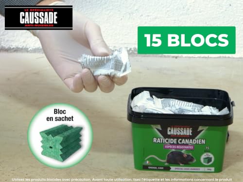 CAUSSADE Raticide Canadien Anti-Rats & Souris - 15 Blocs - 300g – vue 5