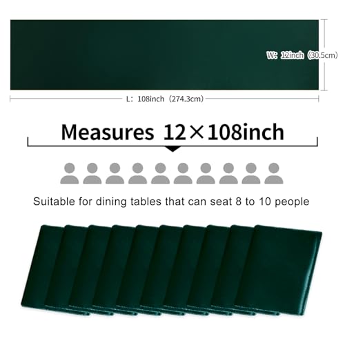 10 Pack Satin Table Runner 12 x 108 Inch Long,Satin Silk Table Runner for Wedding,Birthday Party and Banquet Decoration,Dark Green by OQSC - Used condition - Image 6